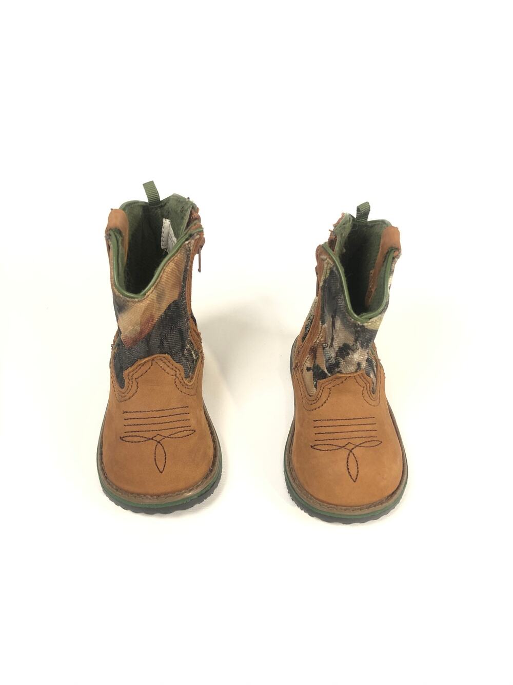 FADED GLORY LEATHER CAMO KIDS BOOTS SIZE 4